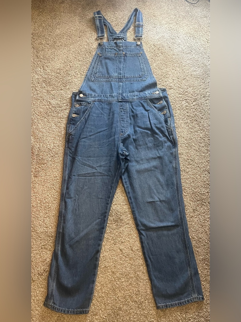 GAP Blue Denim Relaxed-Fit Overalls - Size Medium